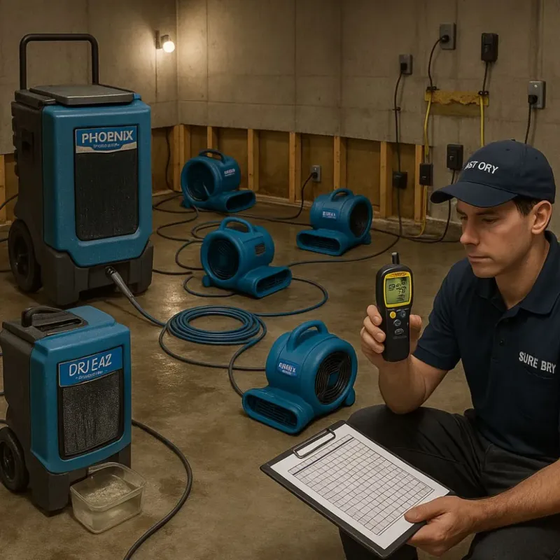 Structural Drying and Dehumidification process in Tremont, ME